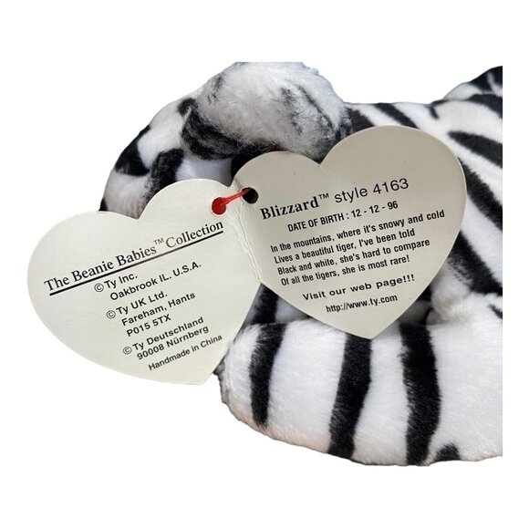 Ty Beanie Babies Blizzard Tiger Plush Stuffed Animal Hang 4th Gen Tush 3rd Gen T - Picture 6 of 9